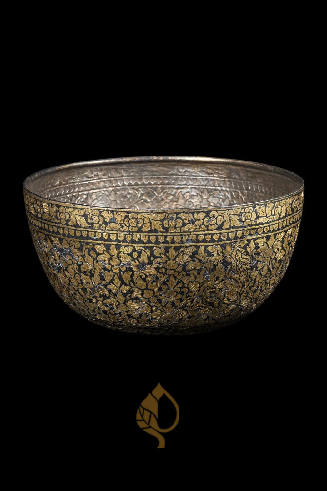 ขัน เงินถมทอง ลายดอก ดอกพุดตาน